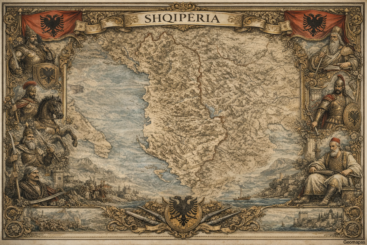 Timeless Albania Vintage Map
