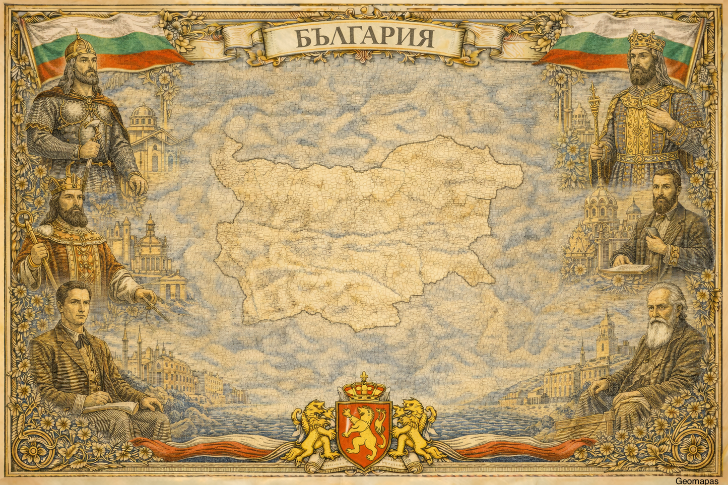 Timeless Bulgaria Vintage Map