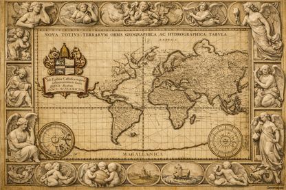 Nova Totius Terrarum Antique World Map