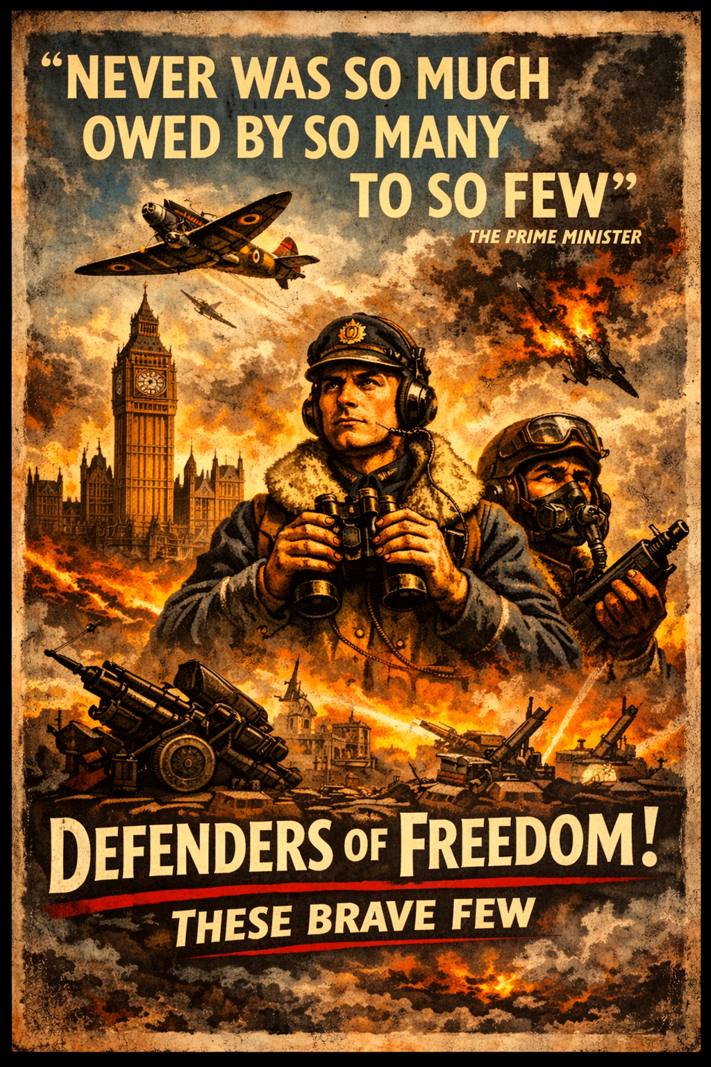Defenders of Freedom Vintage War Poster