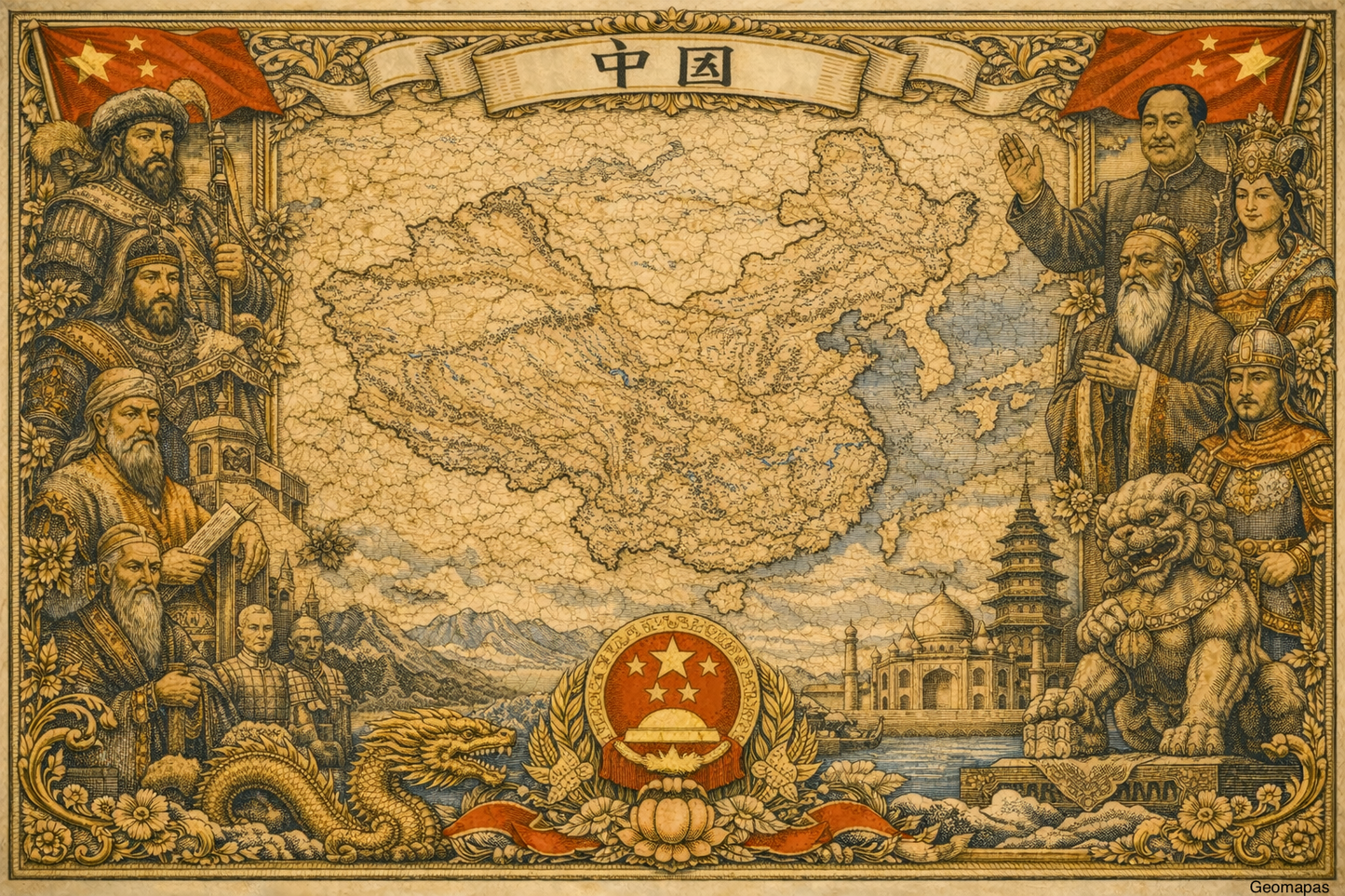 Timeless China Vintage Map
