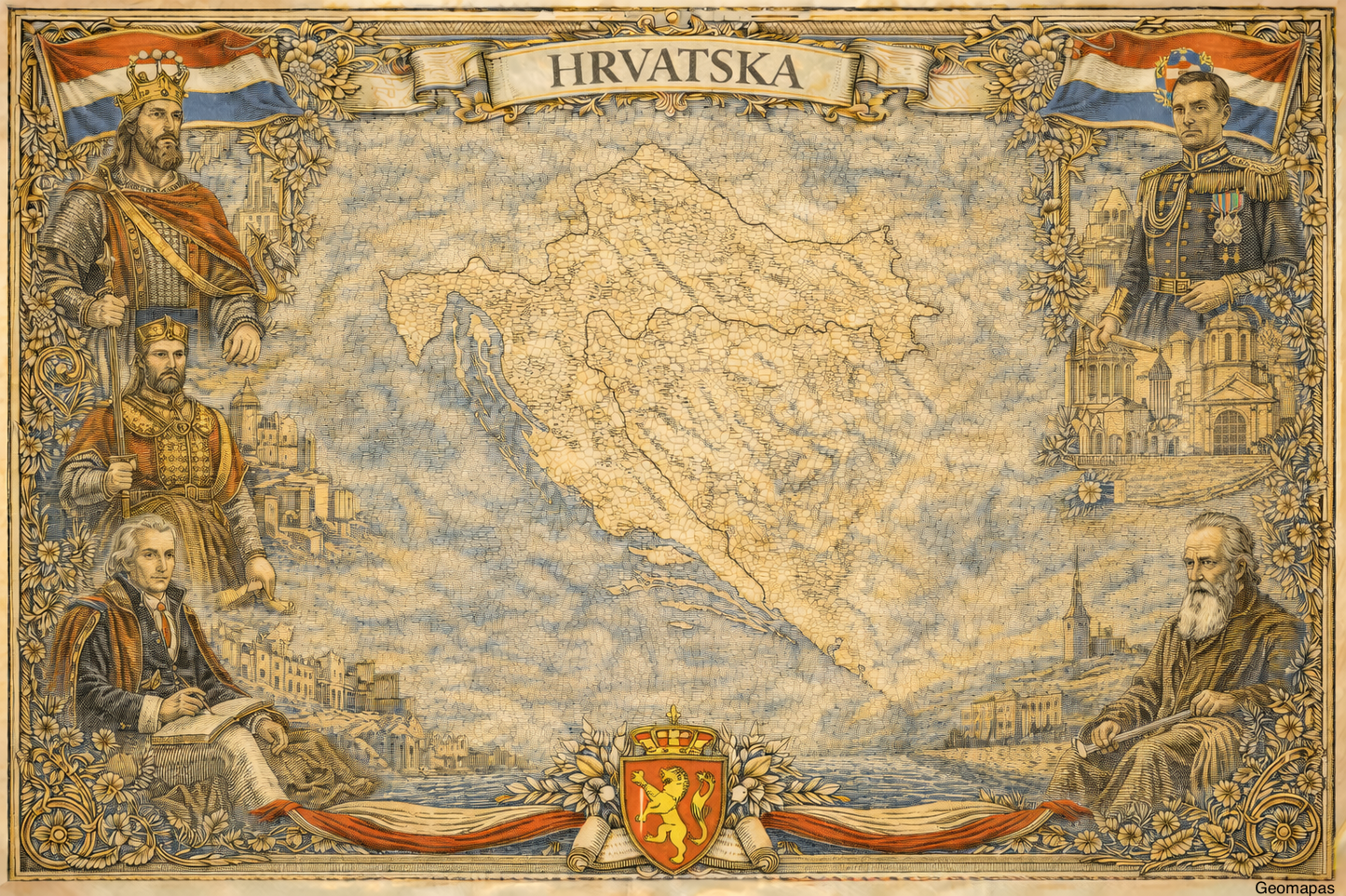 Timeless Croatia Vintage Map