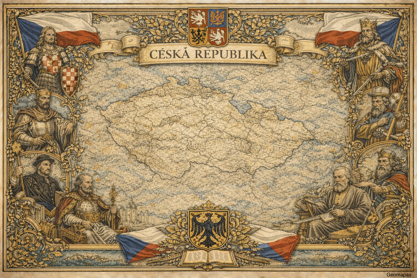 Timeless Czech Republic Vintage Map