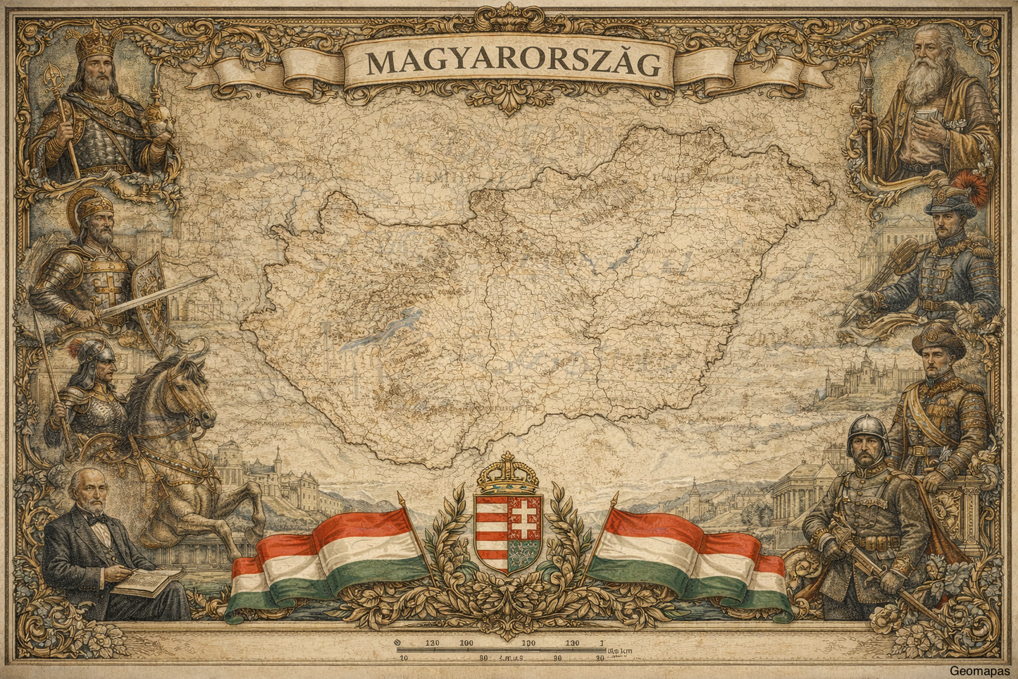 Timeless Hungary Vintage Map