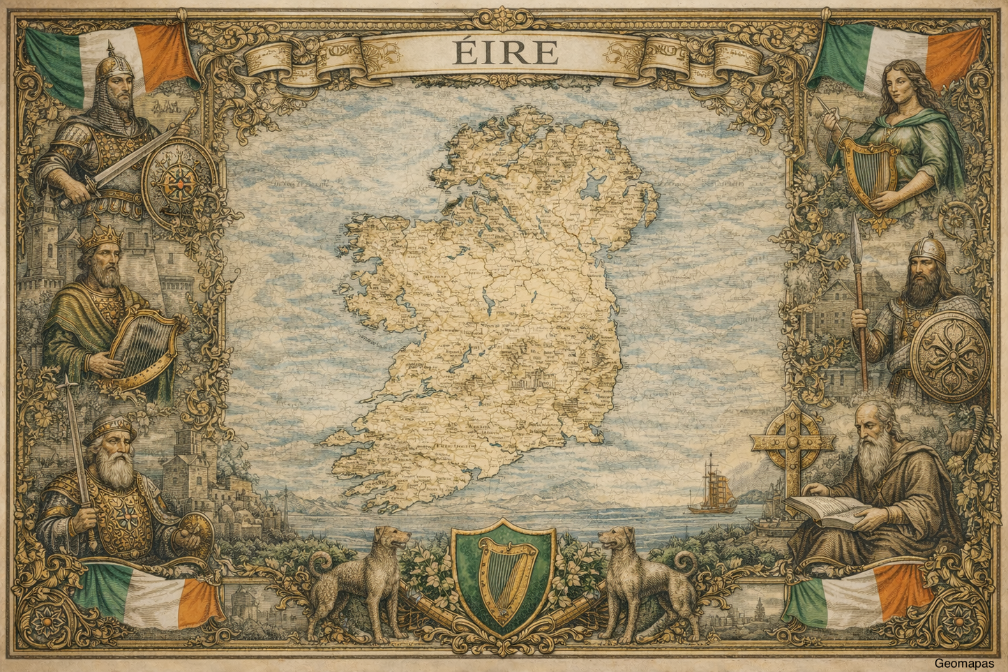 Timeless Ireland Vintage Map