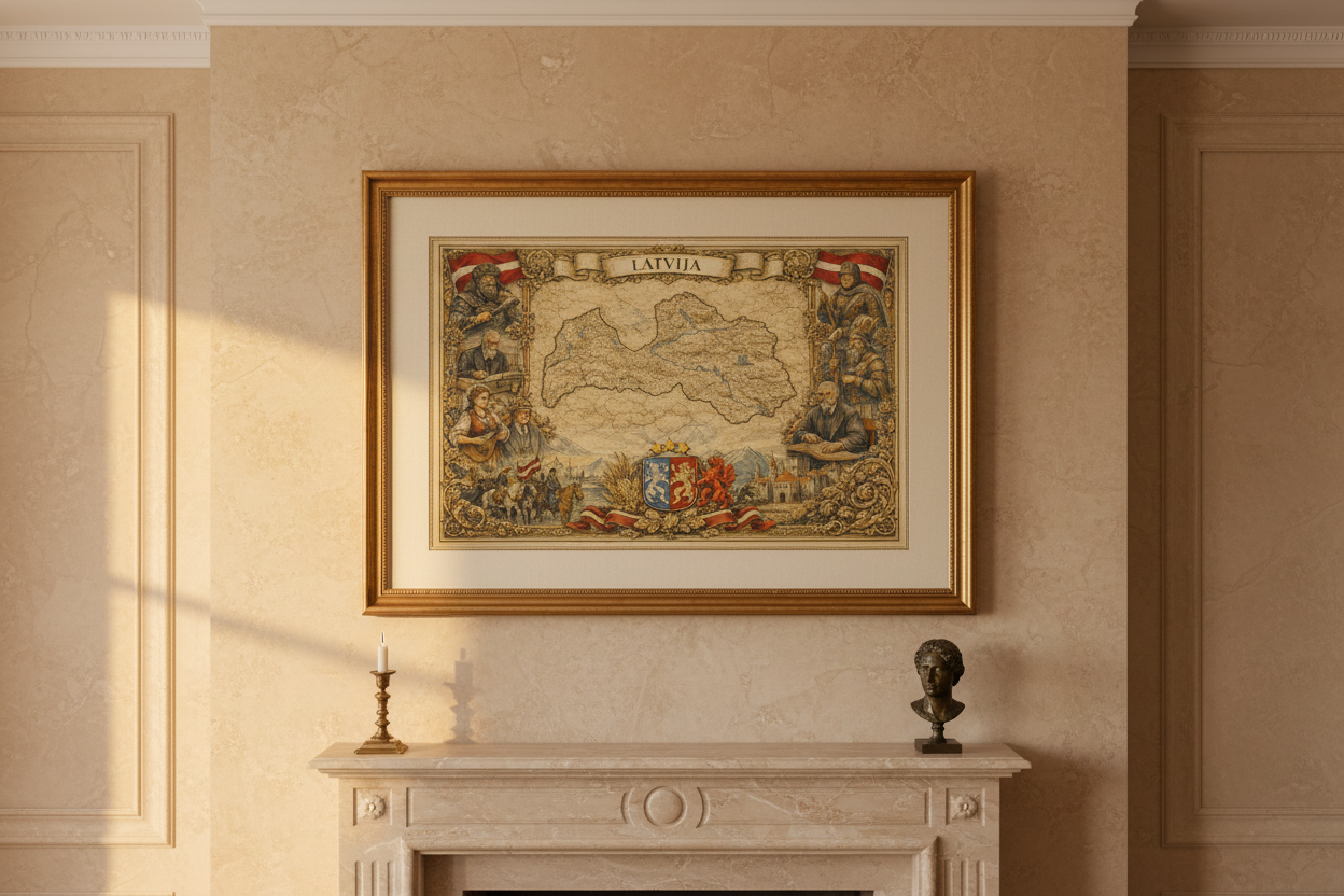 Timeless Latvia Vintage Map