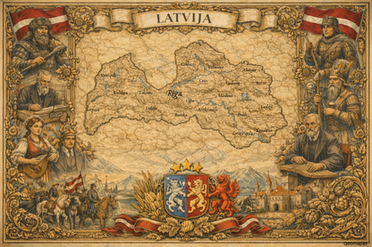 Timeless Latvia Vintage Map