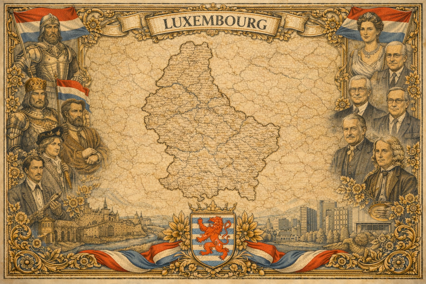 Timeless Luxembourg Vintage Map