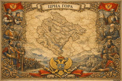 Timeless Montenegro Vintage Map