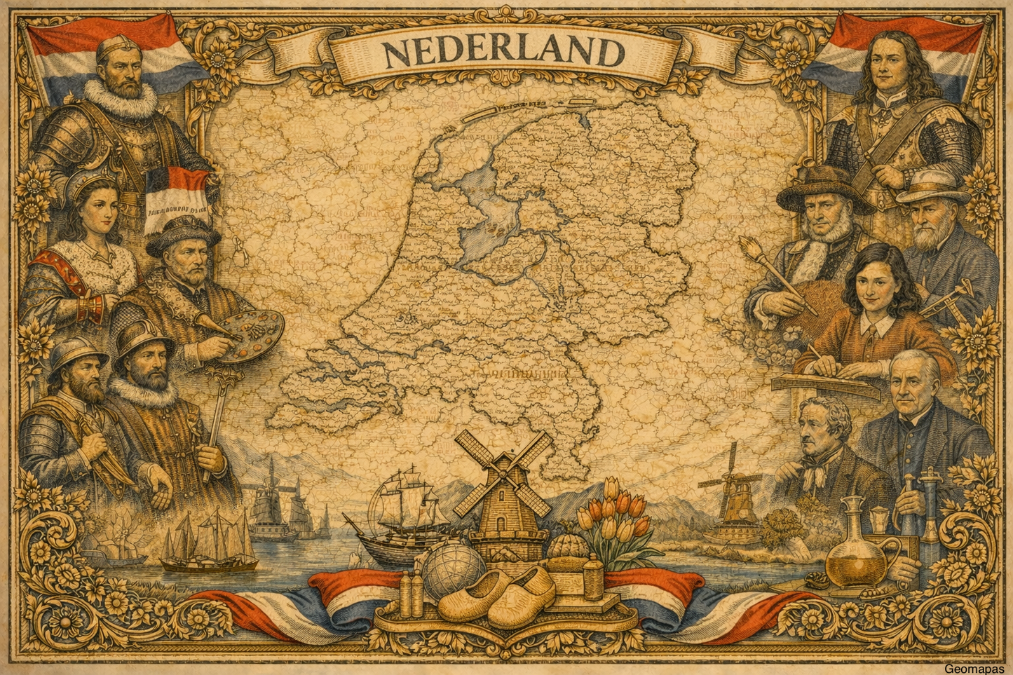 Timeless The Netherlands Vintage Map