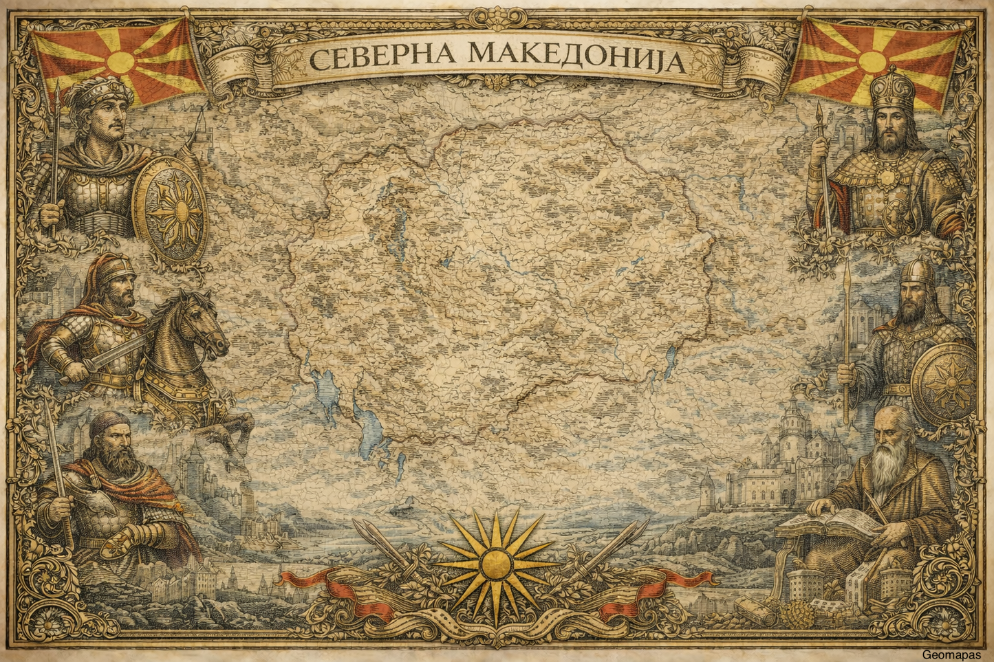 Timeless North Macedonia Vintage Map