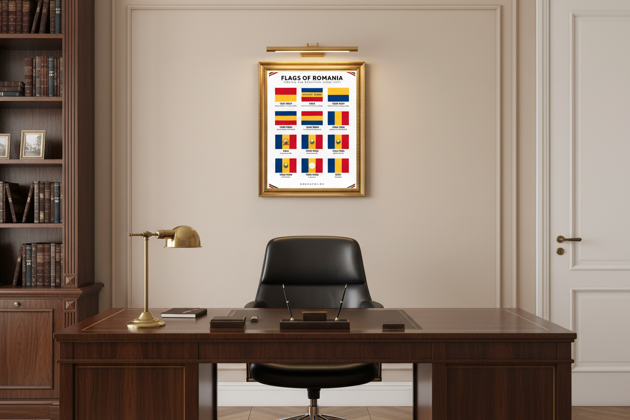 Flags of Romania Timeline Poster