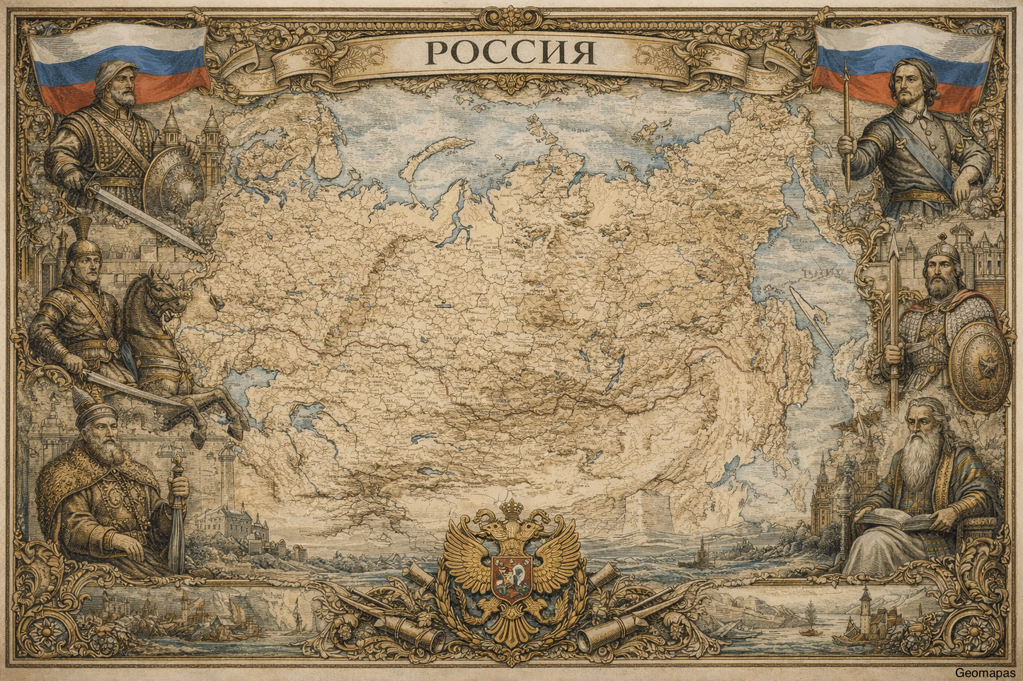 Timeless Russia Vintage Map