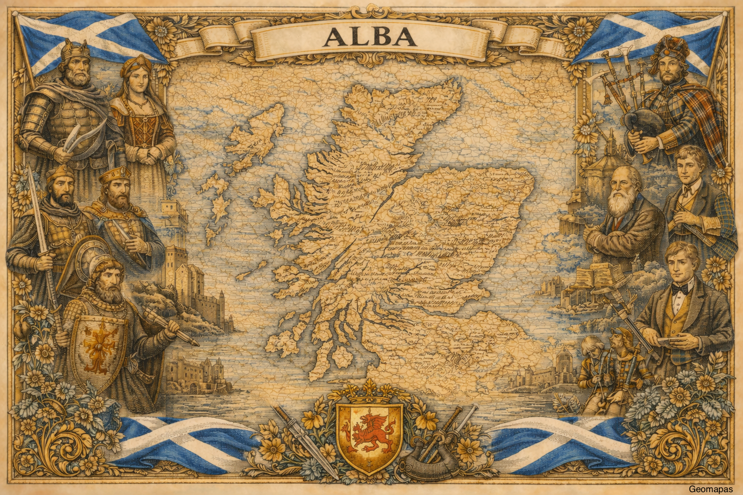 Timeless Scotland Vintage Map