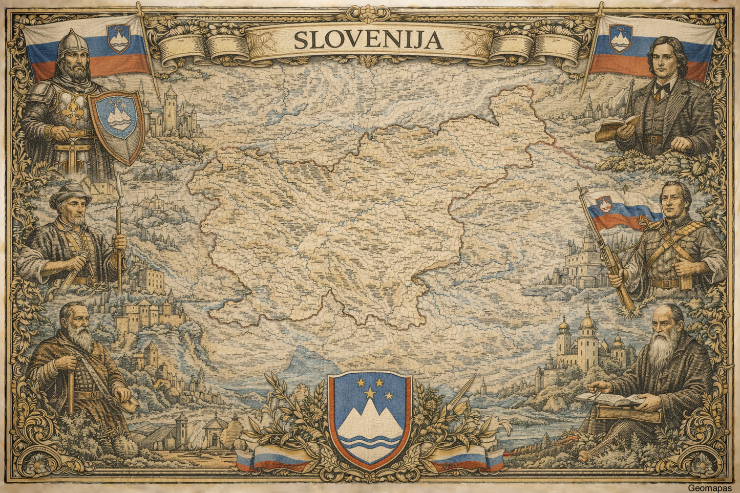 Timeless Slovenia Vintage Map