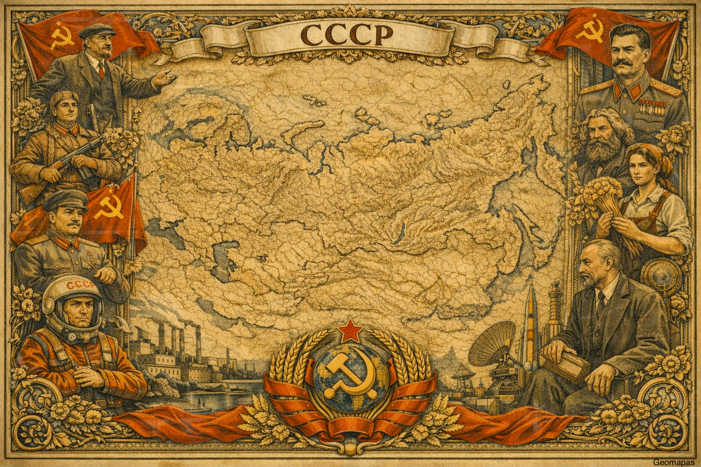 Timeless USSR Vintage Map