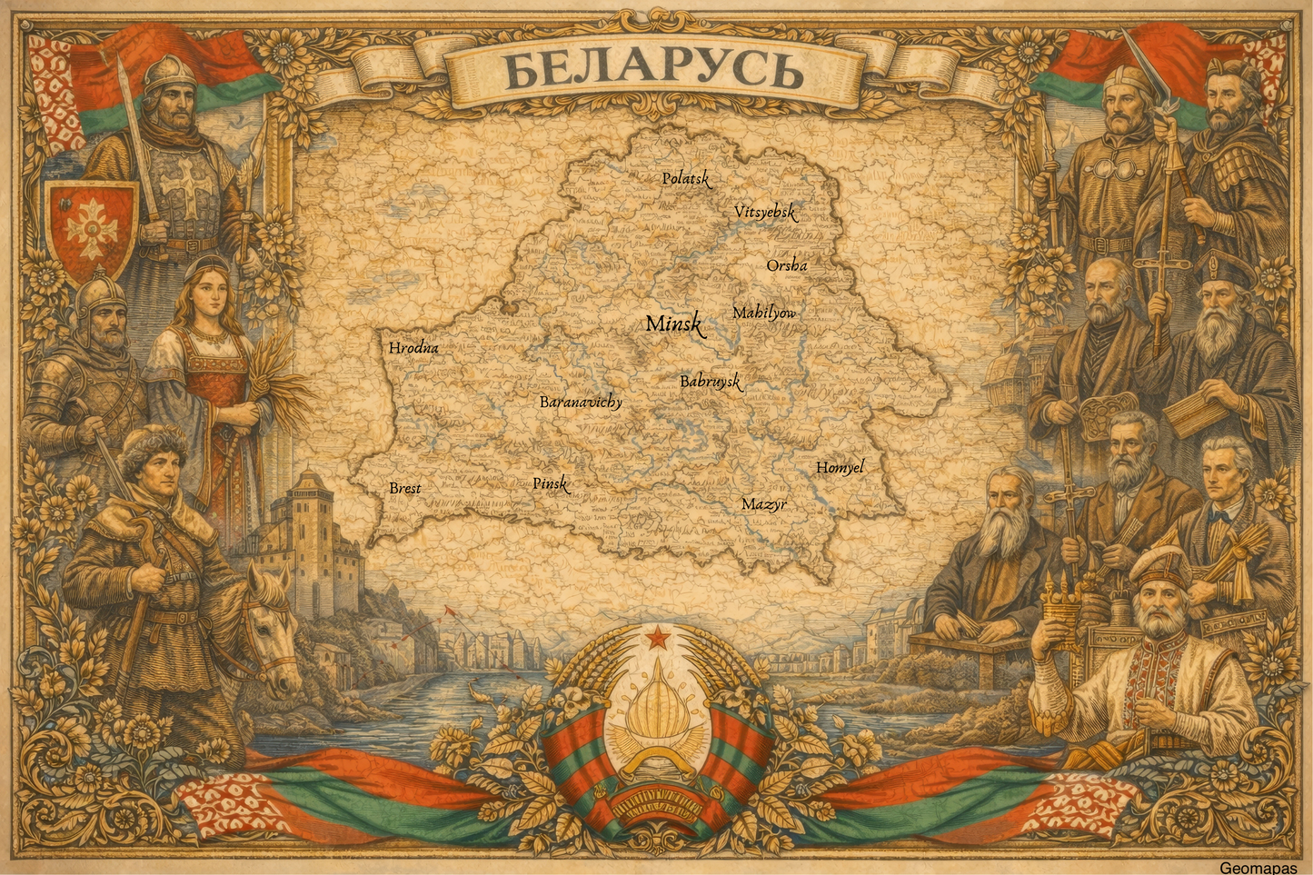 TImeless Belarus Vintage Map