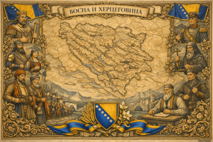 Timeless Bosnia Herzegovina Vintage Map
