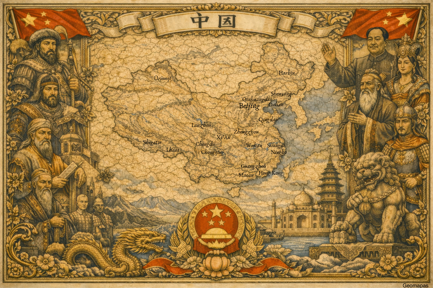 Timeless China Vintage Map
