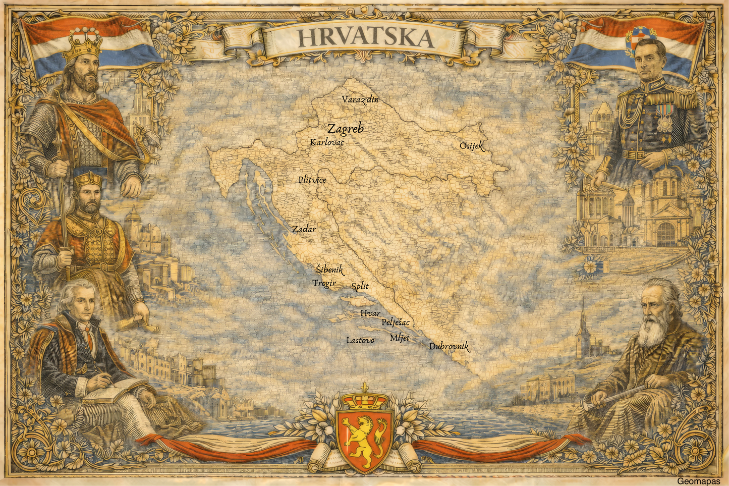 Timeless Croatia Vintage Map