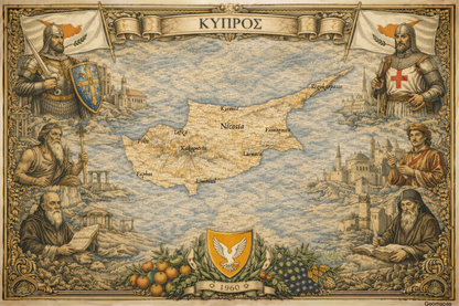 Timeless Cyprus Vintage Map