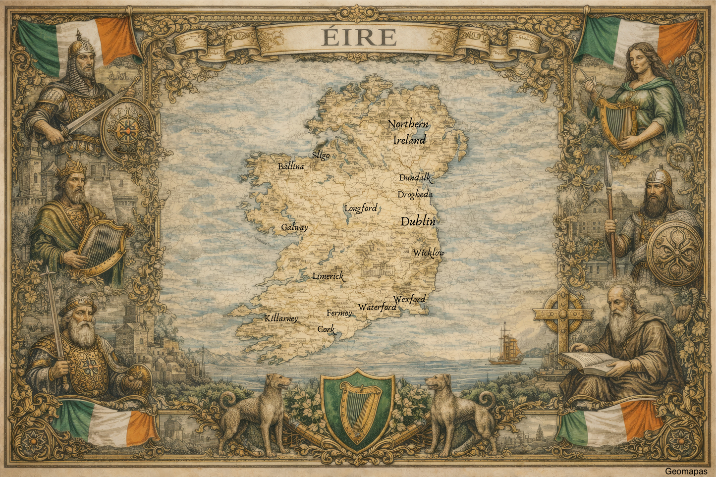 Timeless Ireland Vintage Map