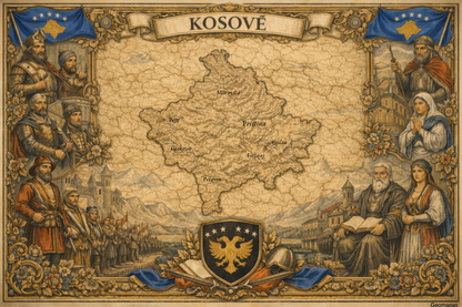 Timeless Kosovo Vintage Map