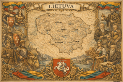 Timeless Lithuania Vintage Map