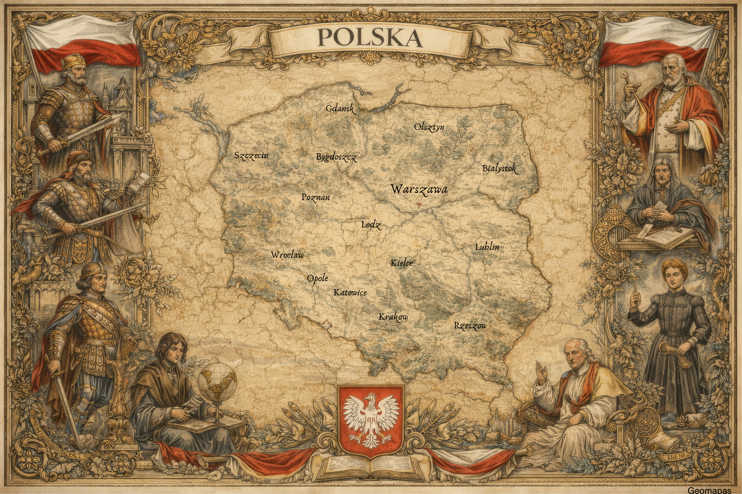 Timeless Poland Vintage Map