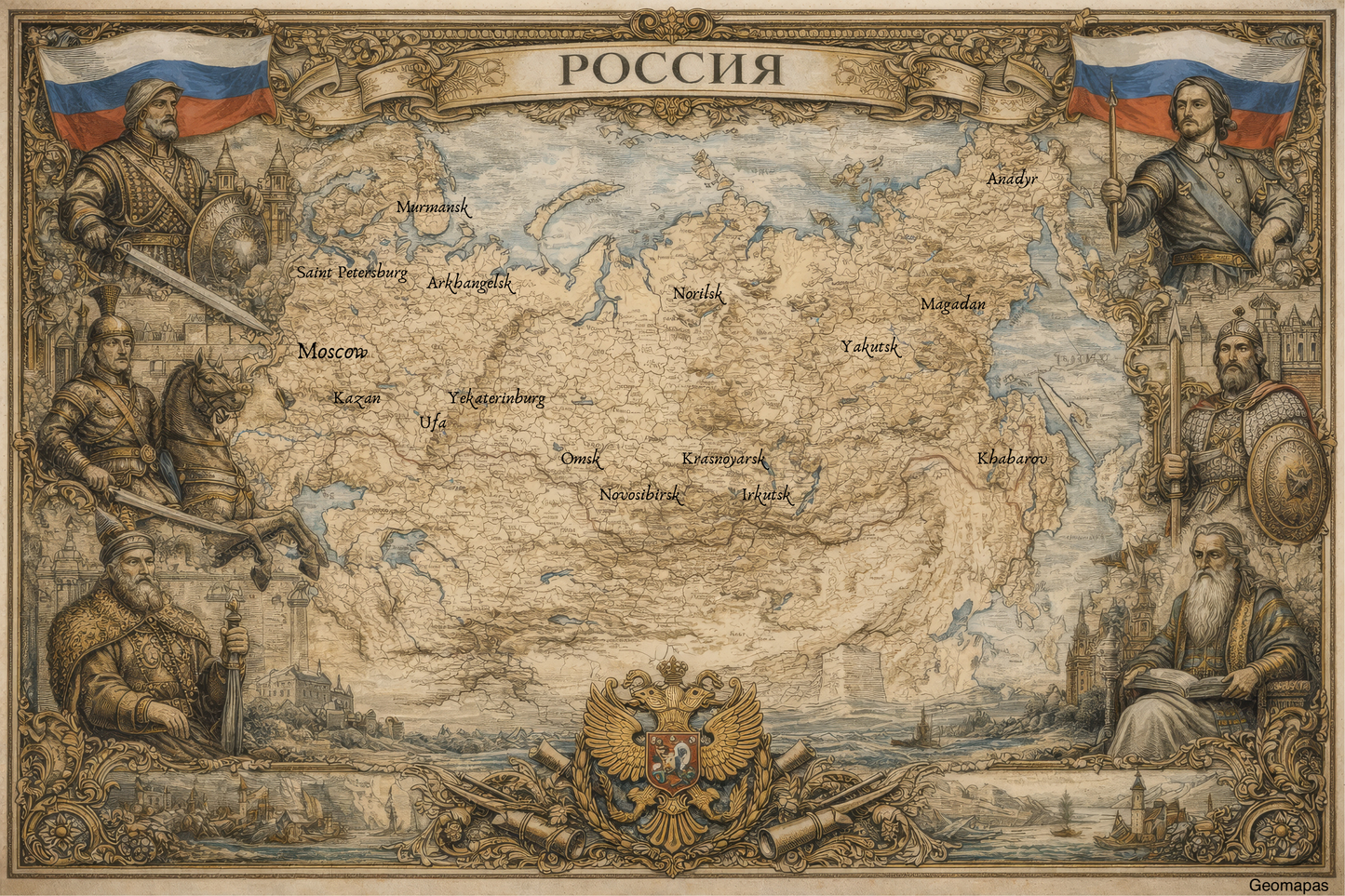 Timeless Russia Vintage Map