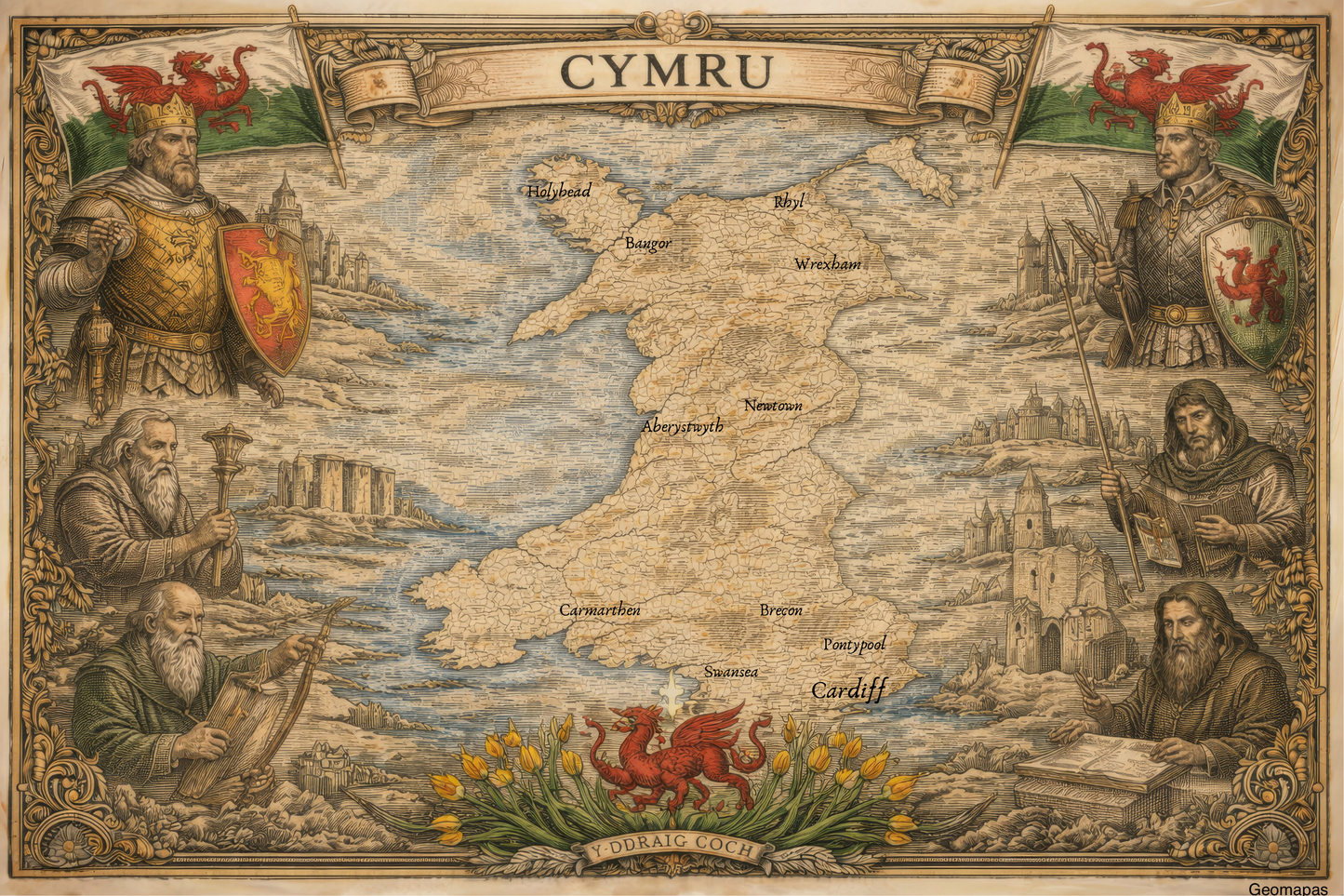 Timeless Wales Vintage Map